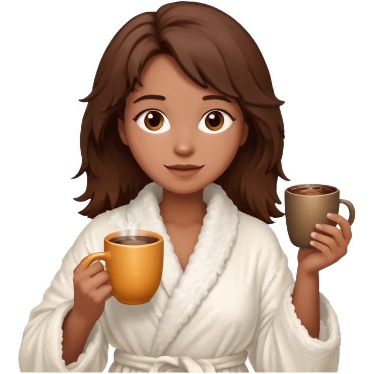 {
      "type": "human",
      "look": "fluffy robe woman, messy hair, holding cup of cocoa",
      "description": "a woman in a fluffy robe with messy hair, holding a cup of cocoa"
    } emoji