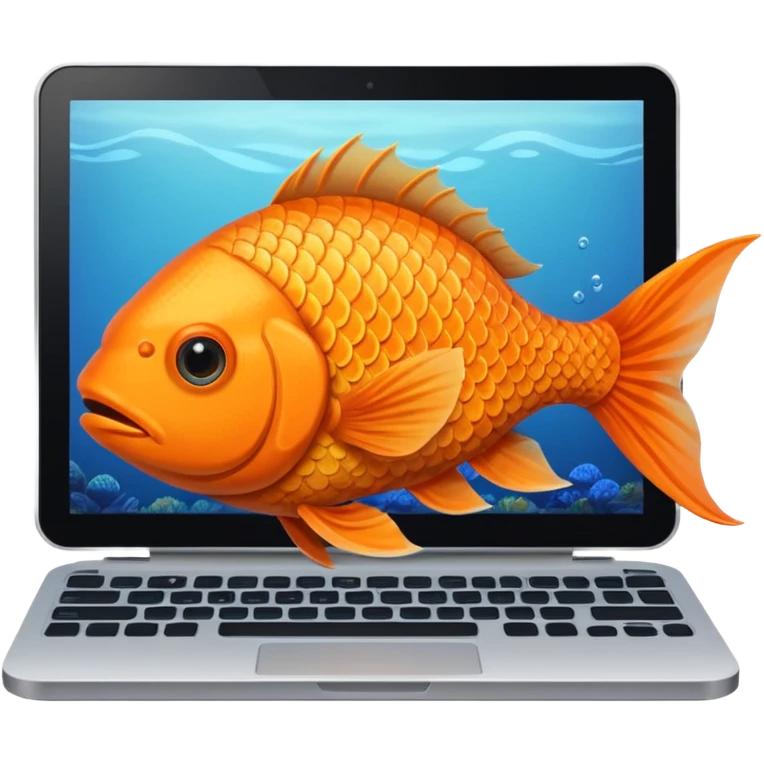 animal nature fish in a building working on a computer emoji