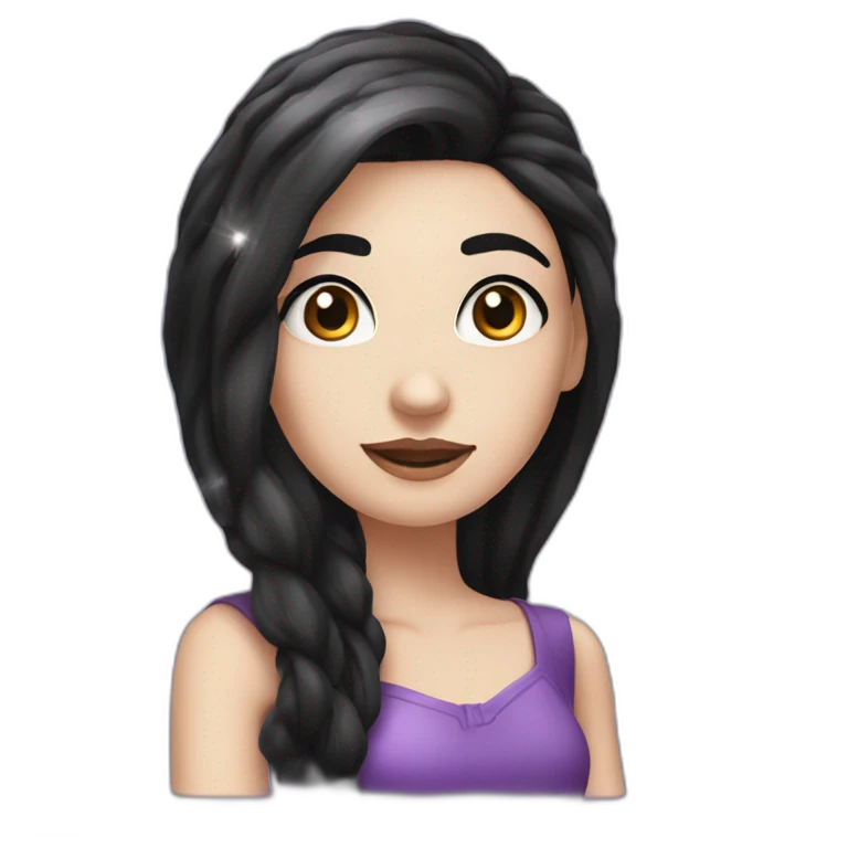 white girl with long black hair thick black eyebrow with magic sparkles who is a ux designer with a passion in AI emoji