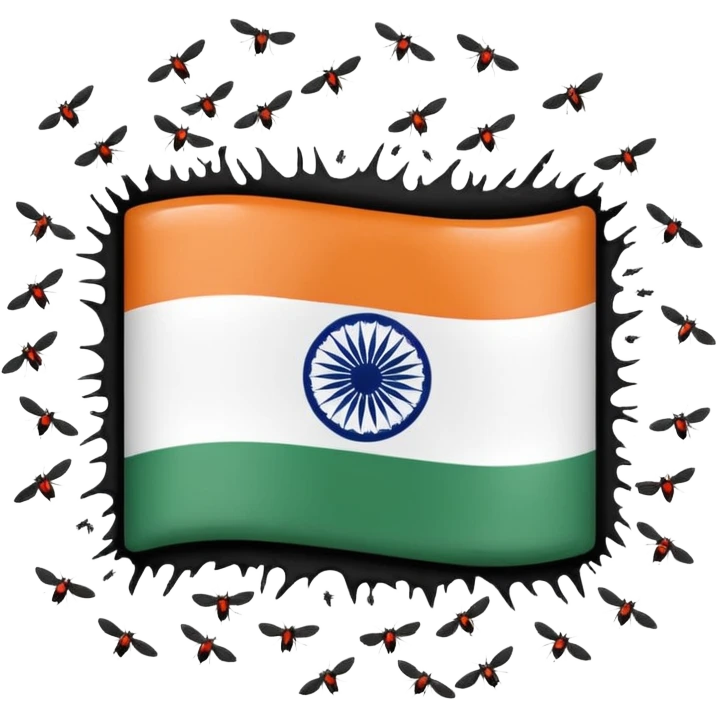 Create an Indian flag with flies above it and a stench coming off that is causing  the flies to be there emoji