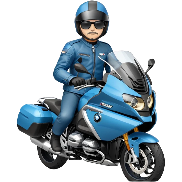 blue BMW RT1200 touring motorcycle with rider emoji