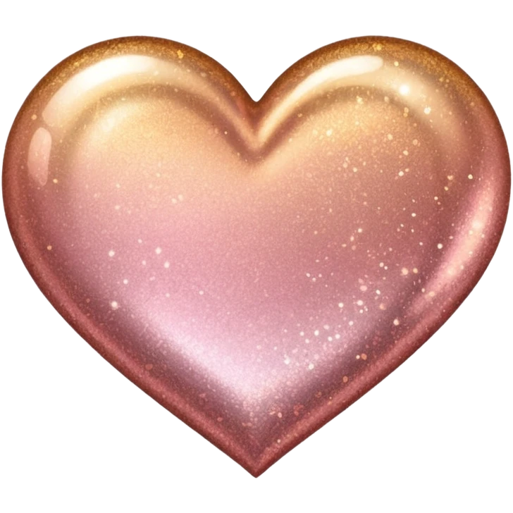 glitter heart, metallic rose gold to gold ombre emoji