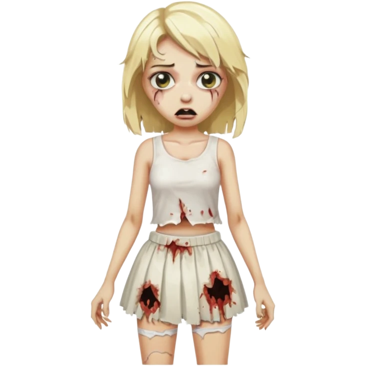 zombie blonde girl with white skirt emoji