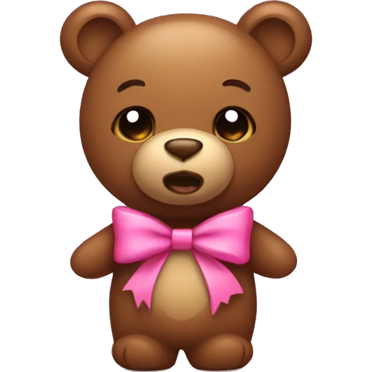 a little brown stuffed bear with a pink bow emoji