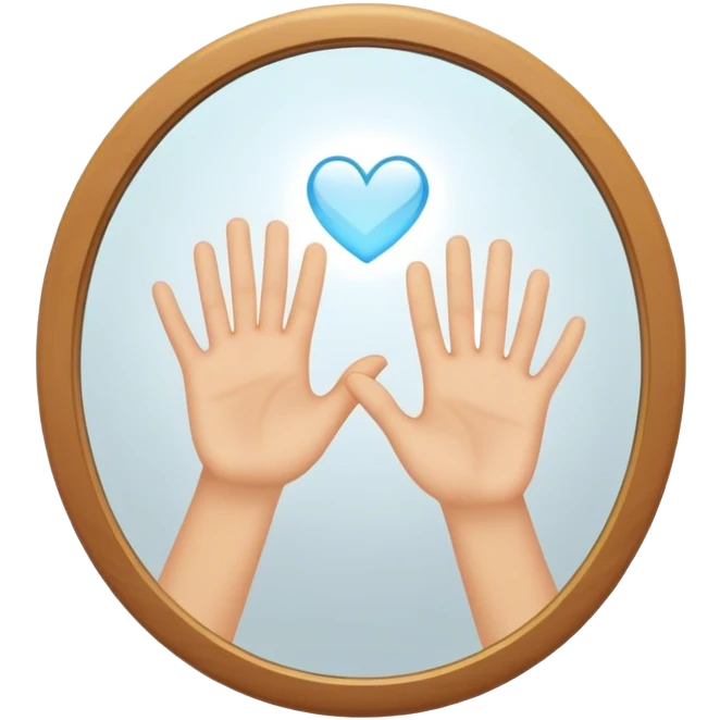 a person through a mirror. self-love high fiving emoji