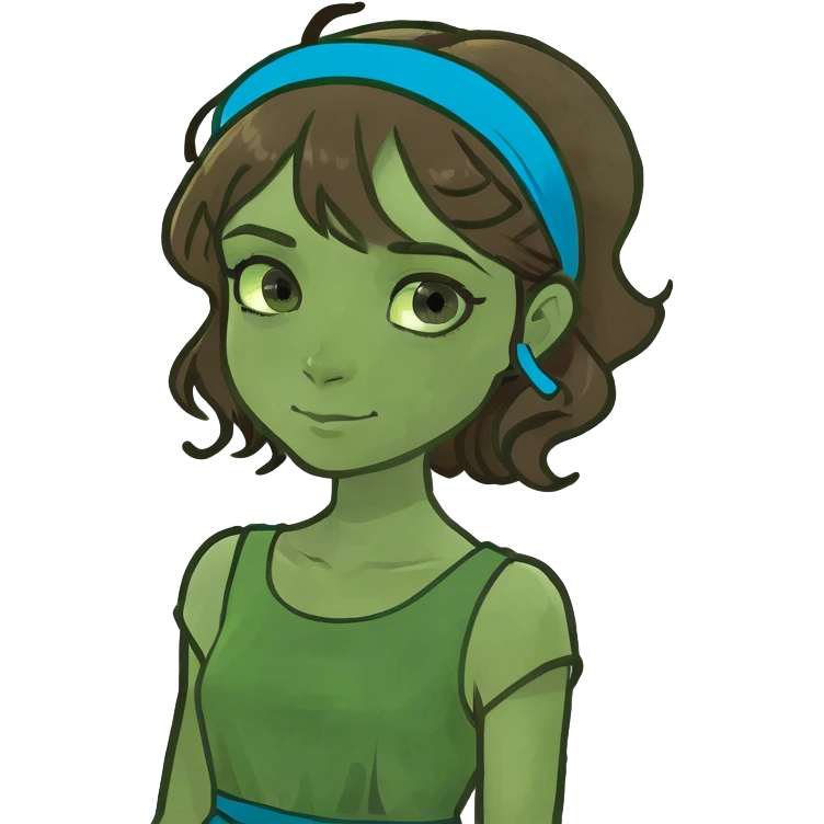 Girl with brown hair and blue eyes emoji