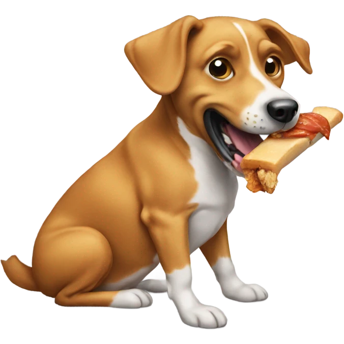 Dog eating chicken emoji