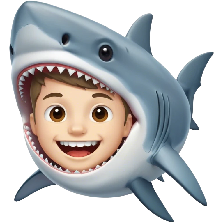 Shark with a smiling boy in his mouth emoji