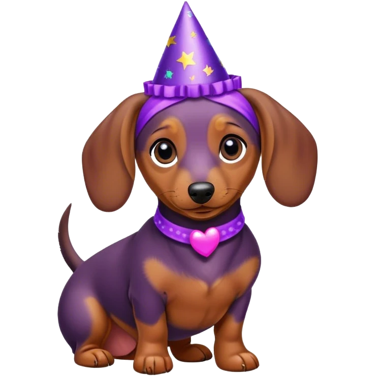 mini dachshund with a purple color happy birthday headband   emoji