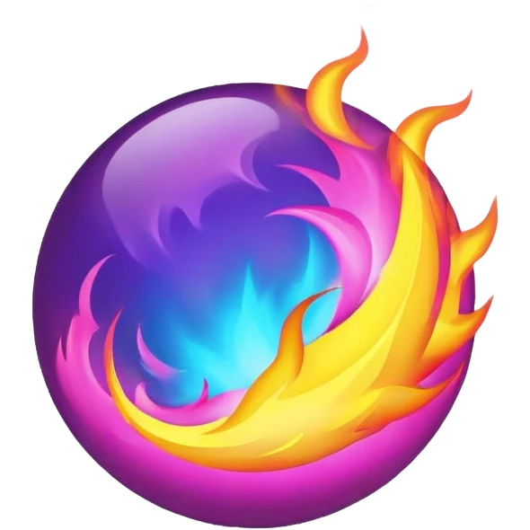purple pink blue ball on fire emoji