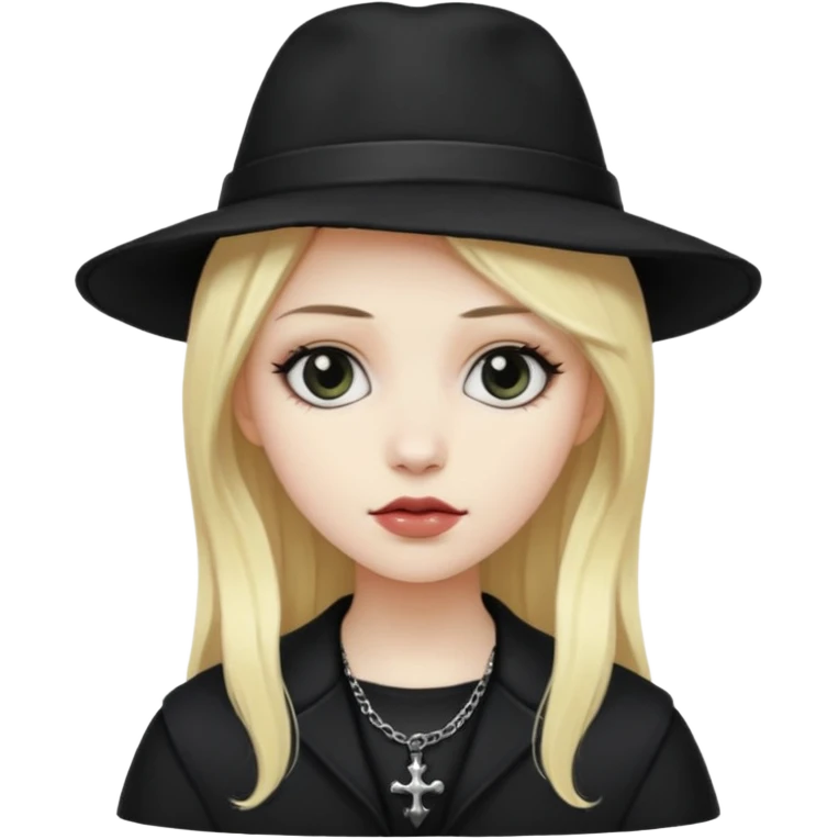 goth in hat, blond hair emoji
