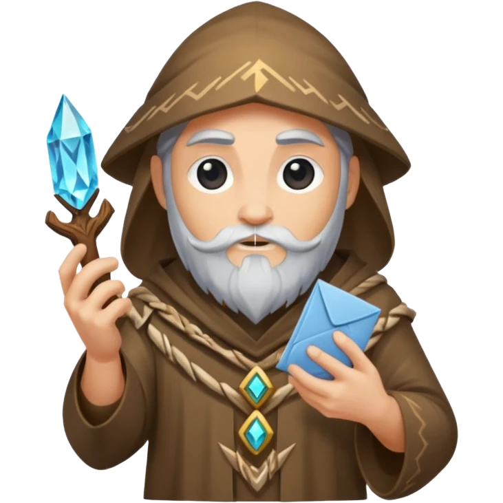 crystal druid character holding rune envelope emoji