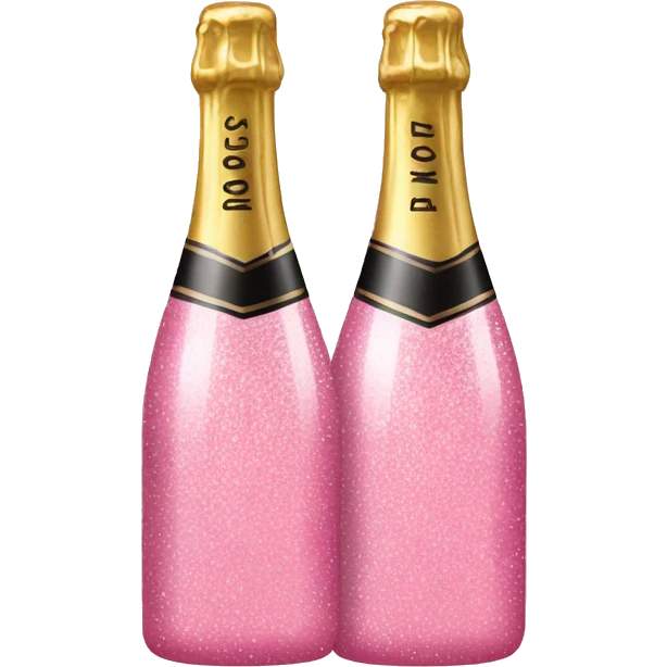 two sparkly pink bottles of champagne clinking emoji