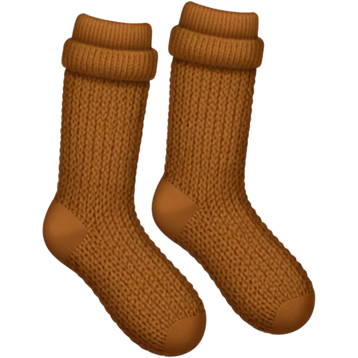 Two brown knitted cozy socks emoji