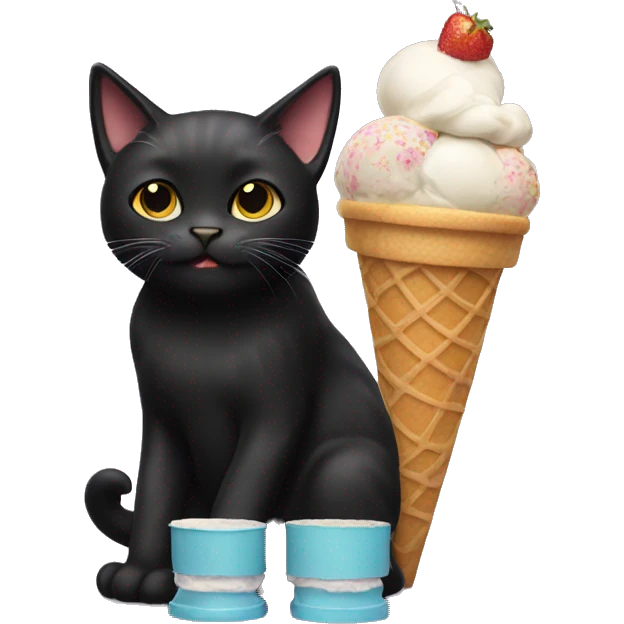 Black cat with ice cream cone emoji