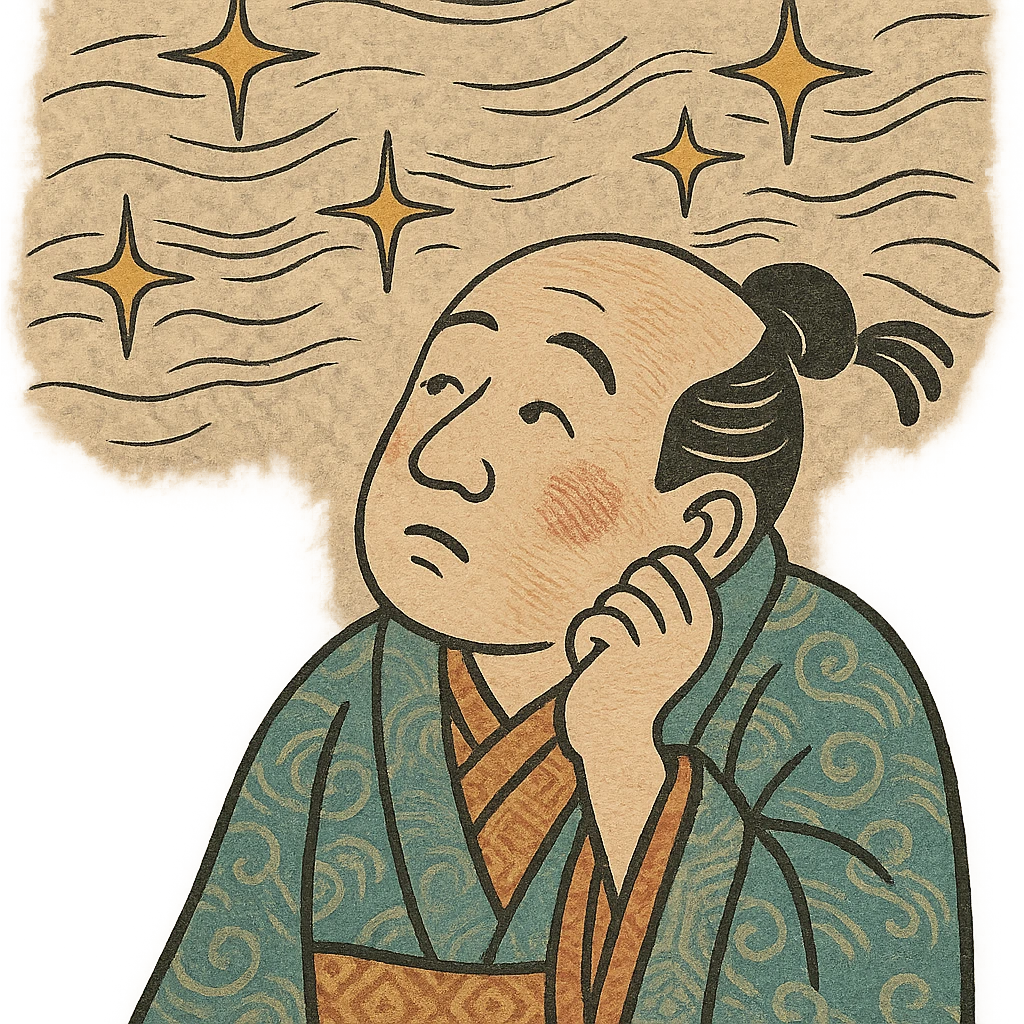 ukiyo-e inspired little stars with stylized lines and traditional look emoji