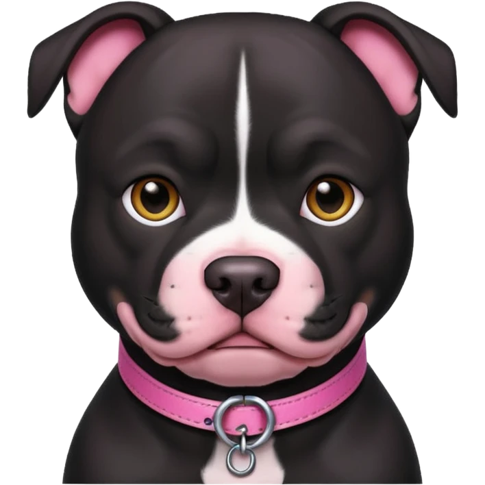 Black pitbull pink collar  emoji