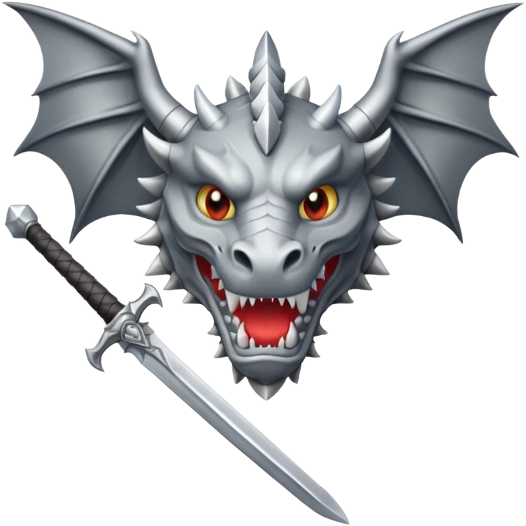 broken dragon head and a sword, representing victory over a dragon emoji