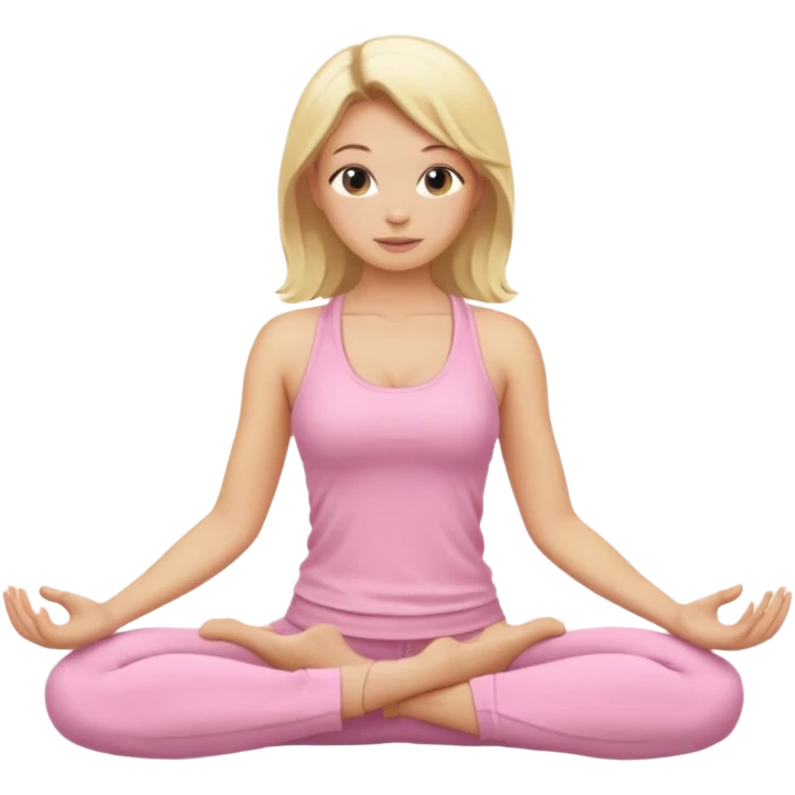 blonde yoga girl light pink clothes n emoji
