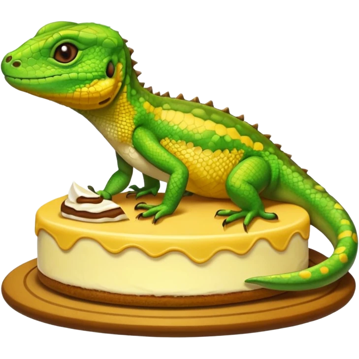 Lizard with cheese cake emoji