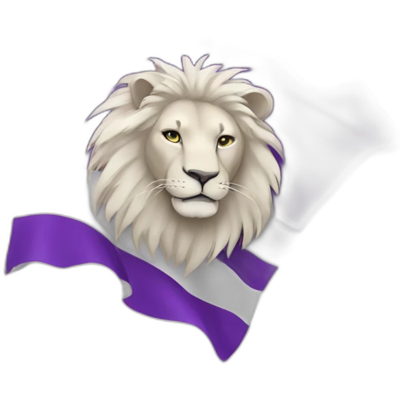 purple lion in a white flag emoji