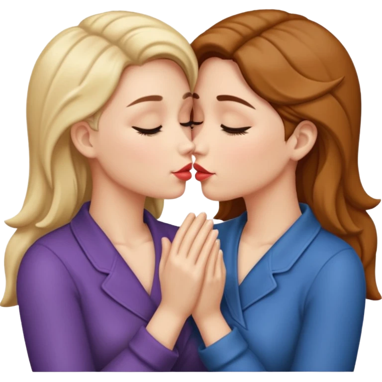 two wome nkissing hands wrapped around each other emoji