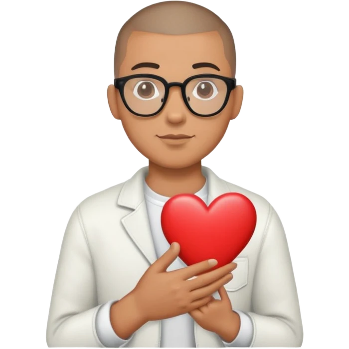 Buzz cut Latino with glasses with a heart in hand emoji