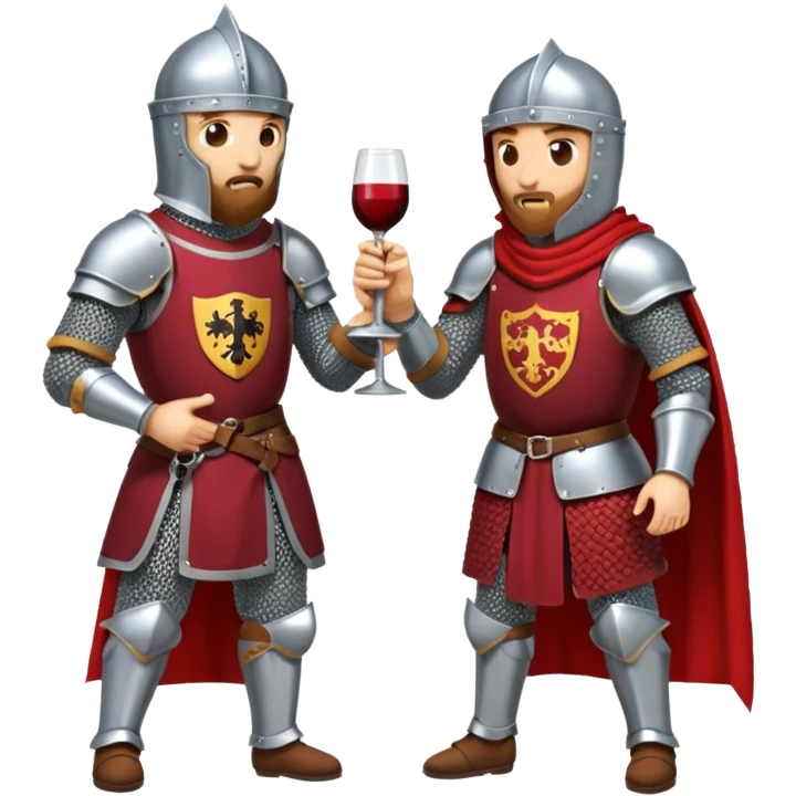 Two knights fighting over bottle of wine emoji