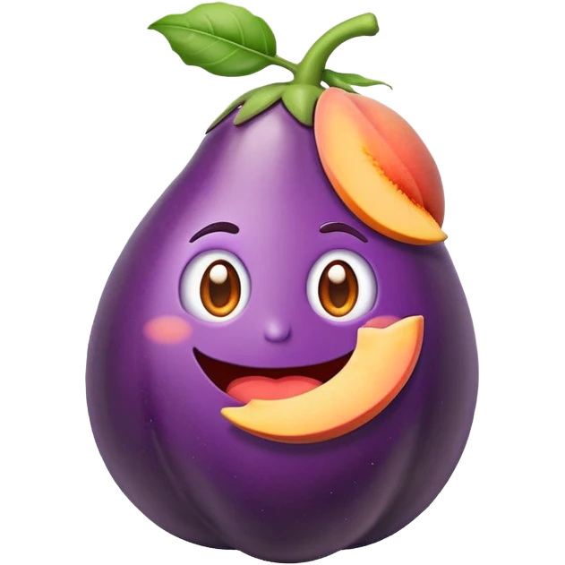 eggplant partially inside a peach, fun and cheeky emoji