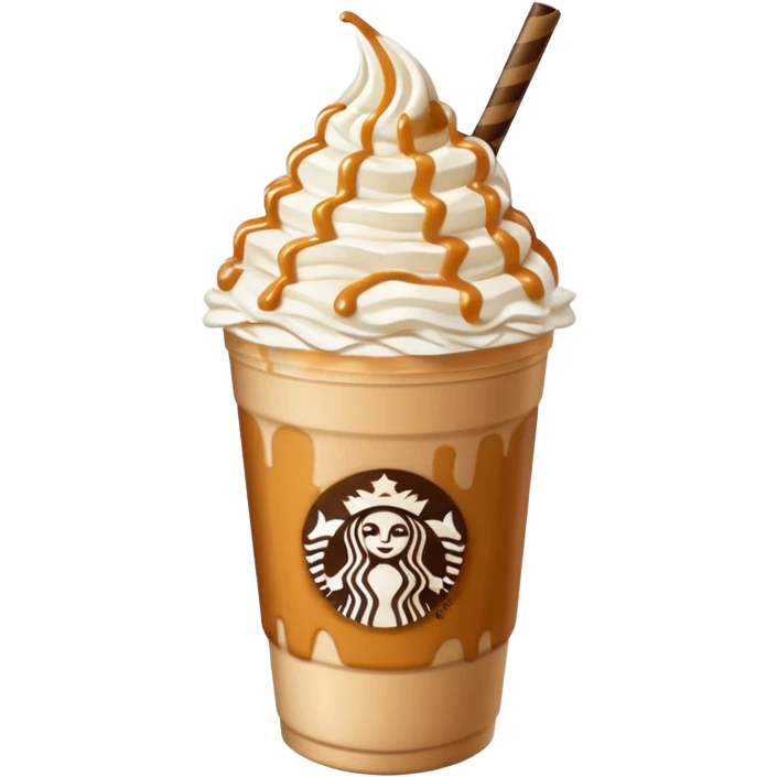Starbucks, caramel ribbon crunch frappuccino blended beverage emoji