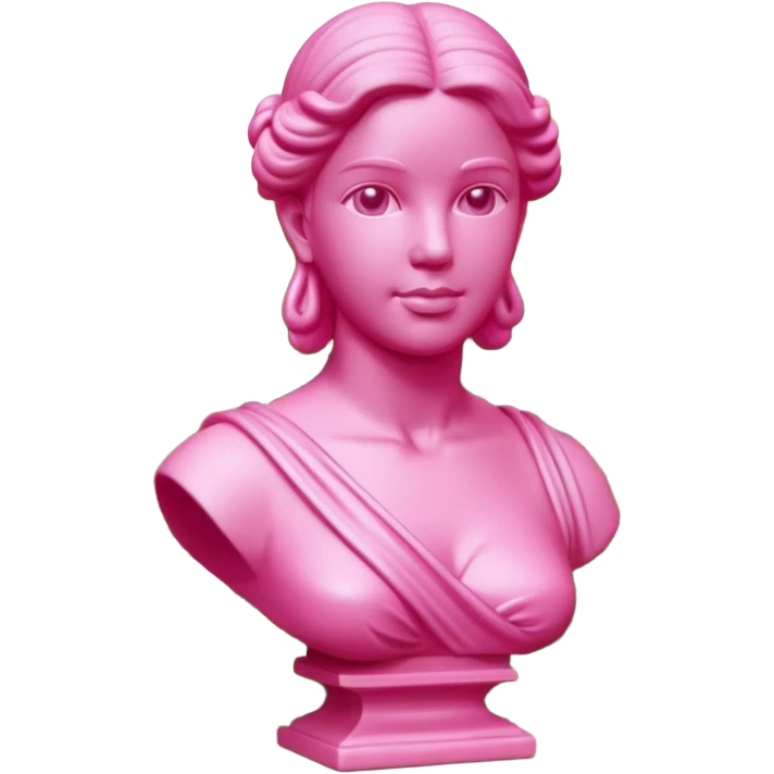 Jeff Koons style pink Grecian bust sculpture in a garden landscape  emoji