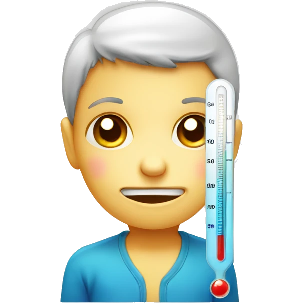 sick child, thermometer with high temperature emoji