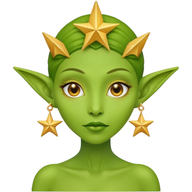 green alien woman with golden star earrings emoji