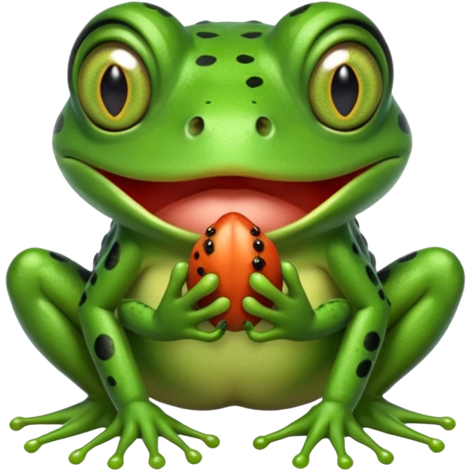 Frog eating a bug emoji