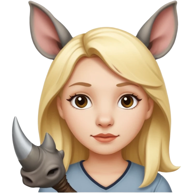 Blonde girl with rhino horn and rhino ears emoji