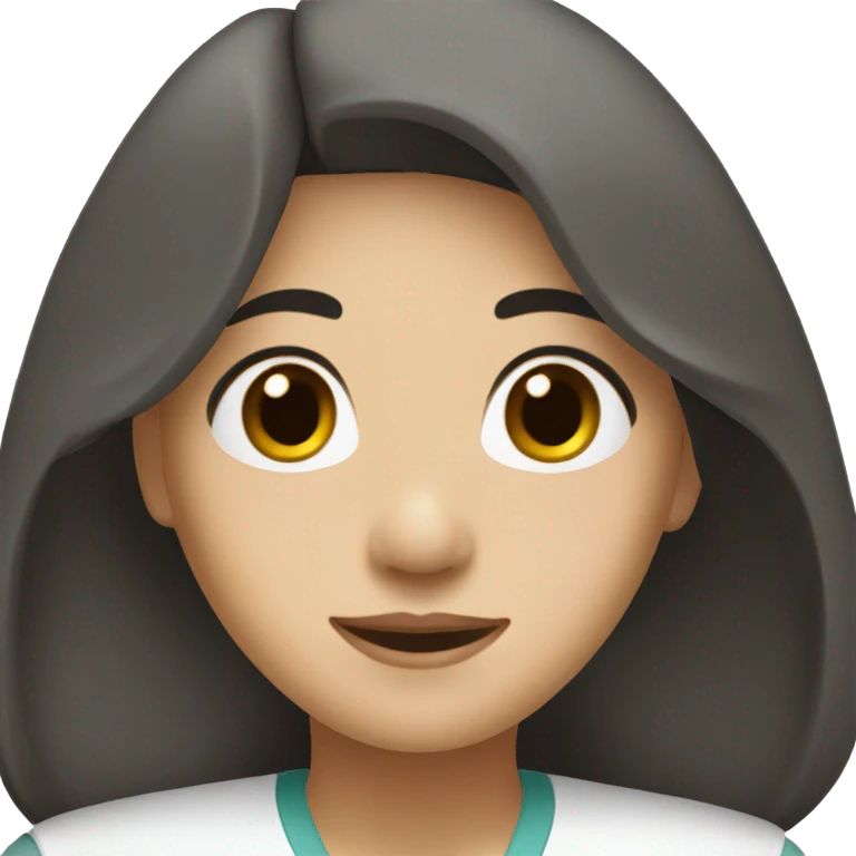 Pretty Asian nurse with long black hair and brown scrubs emoji