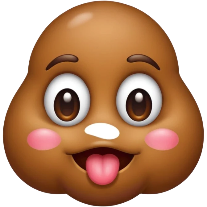 poop emoji with big eyes and a kiss mark on its cheek, cheerful and funny emoji