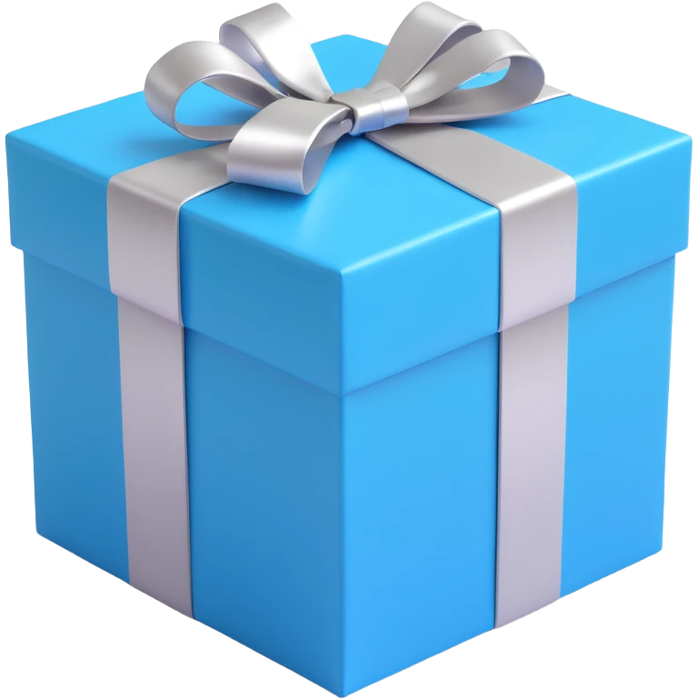 gift box, blue with silver ribbon emoji