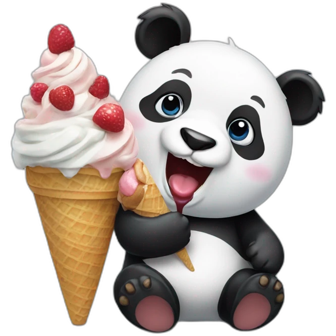 Panda eating ice cream whit Obama  emoji