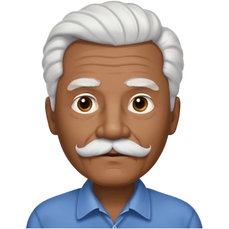 
An elderly man emoji with medium-dark skin tone, full white hair styled in thick, swept-back waves, thick white eyebrows, and a neatly groomed small white mustache. His face is clean-shaven aside from the mustache, giving him a tidy and classic look. emoji