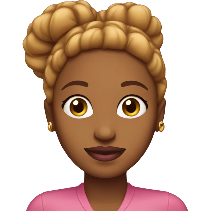 Caramel-Woman-big-bun-pink-lips-Community manager  emoji