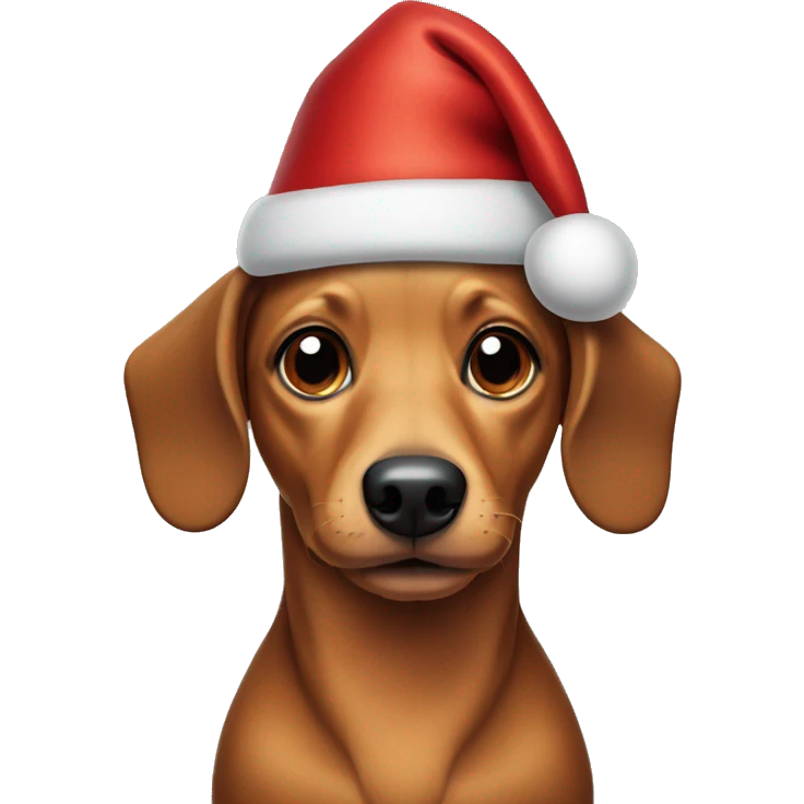 Weenie dog wearing Christmas hat emoji