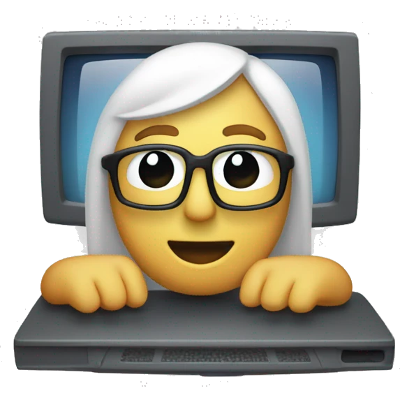 MAKE A COMPUTER WITH ON THE SCREEN LIKE A PERSONÈS EDITING A VIDEO emoji