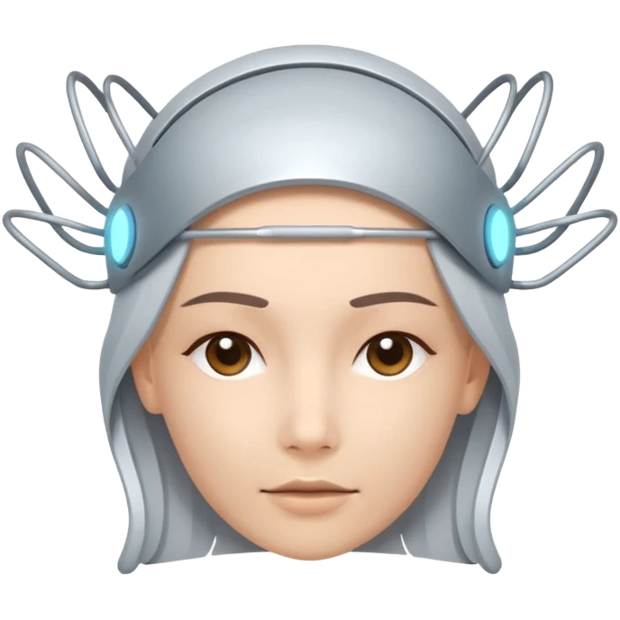 Minimal emoji of a futuristic neural headband with glowing nodes, clean lines, soft sci-fi glow, flat icon style, without human emoji