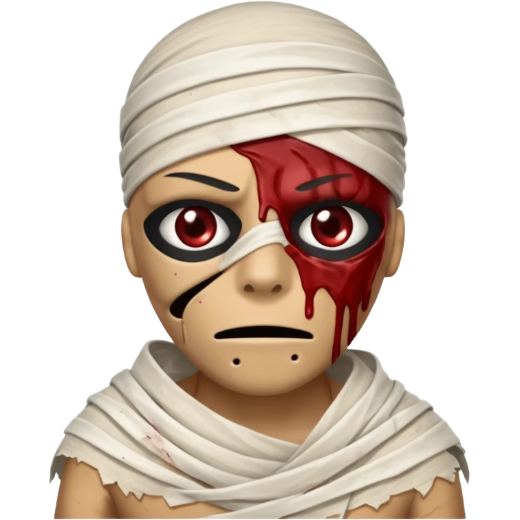 halloween mummy with blood stains semi-covered eyes emoji