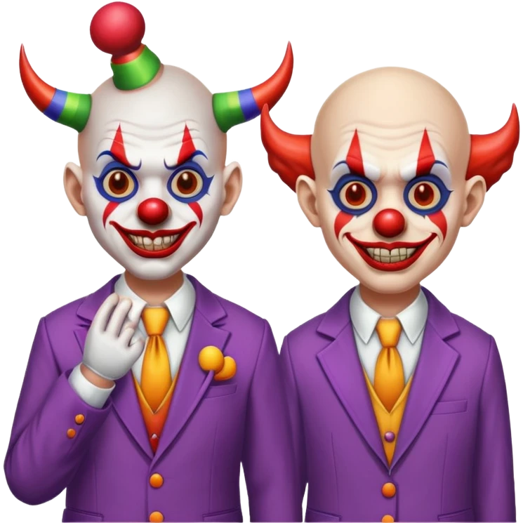 demonic clown wearing a leisure suit, bald with different horn styles emoji