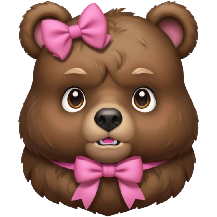 frowning bear with a pink bow, portrait, bust up emoji