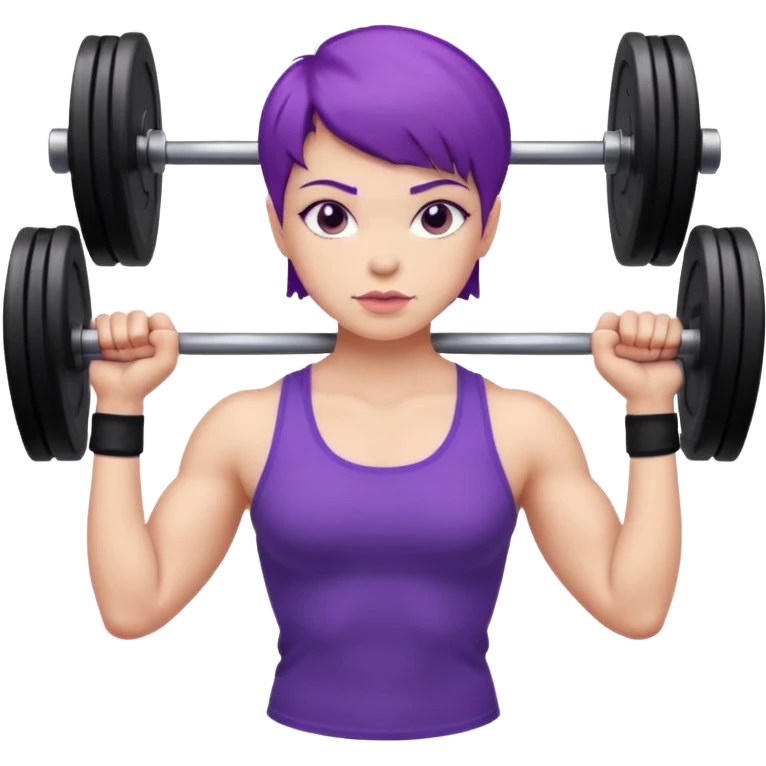 weight lifting female short purple hair emoji