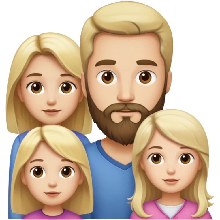 Family: blonde hair and beard man, brunette woman, 1 blonde little girl  emoji