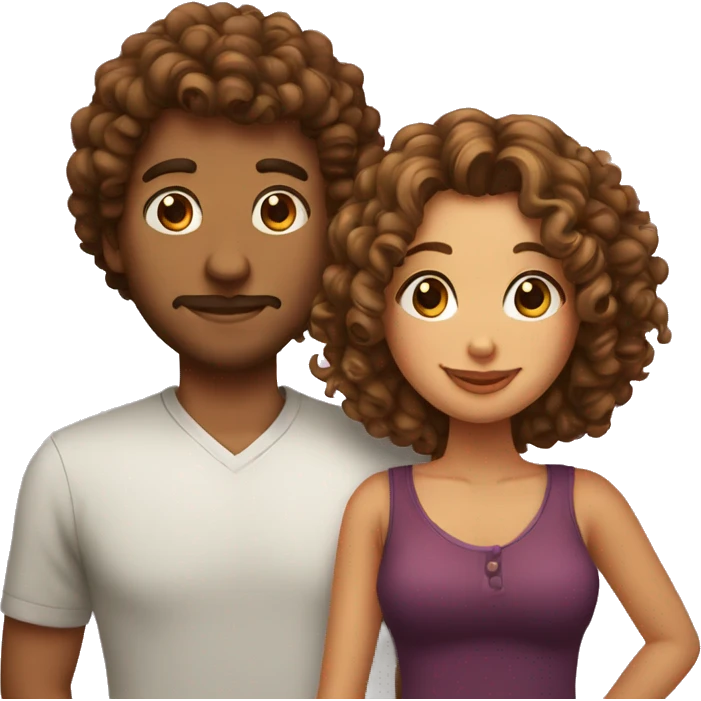 curly man and cute woman emoji
